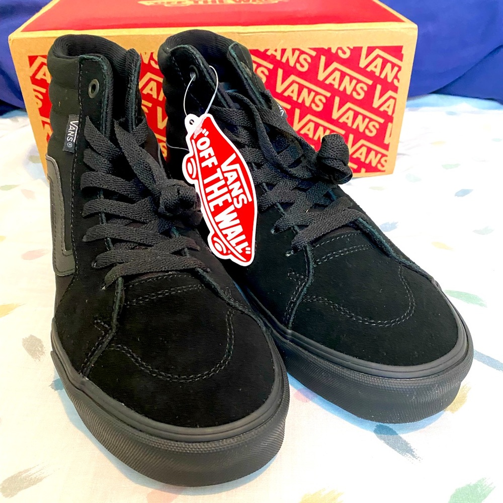 Vans Off The Wall SK8–Hi Black Suede High Top Sneakers Shoes Mens 8 Women’s 9.5